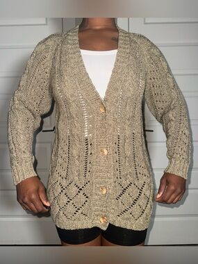 Vintage Brownstone Studio Crochet Knit Cardigan